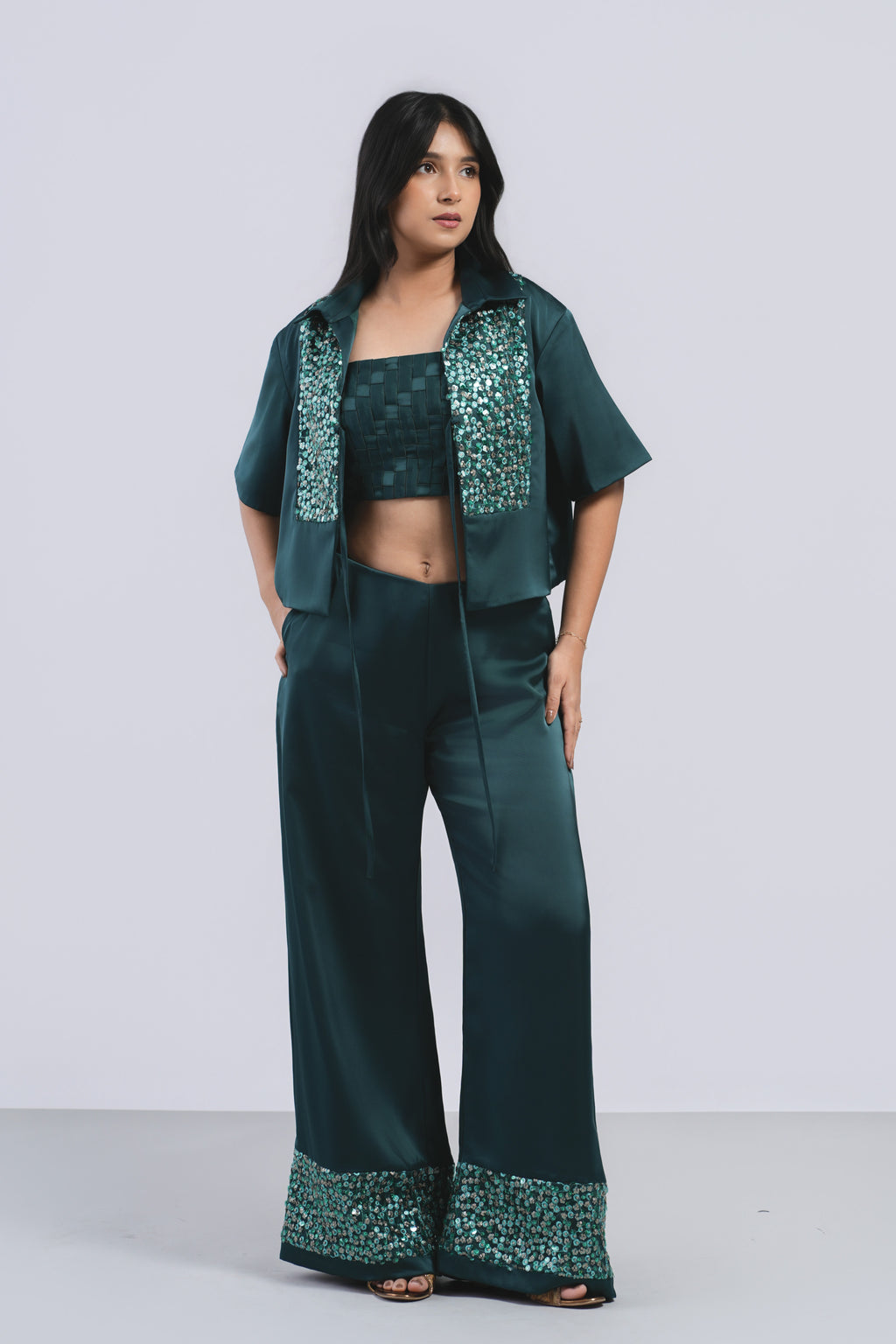 The Loom Top in Emerald Green
