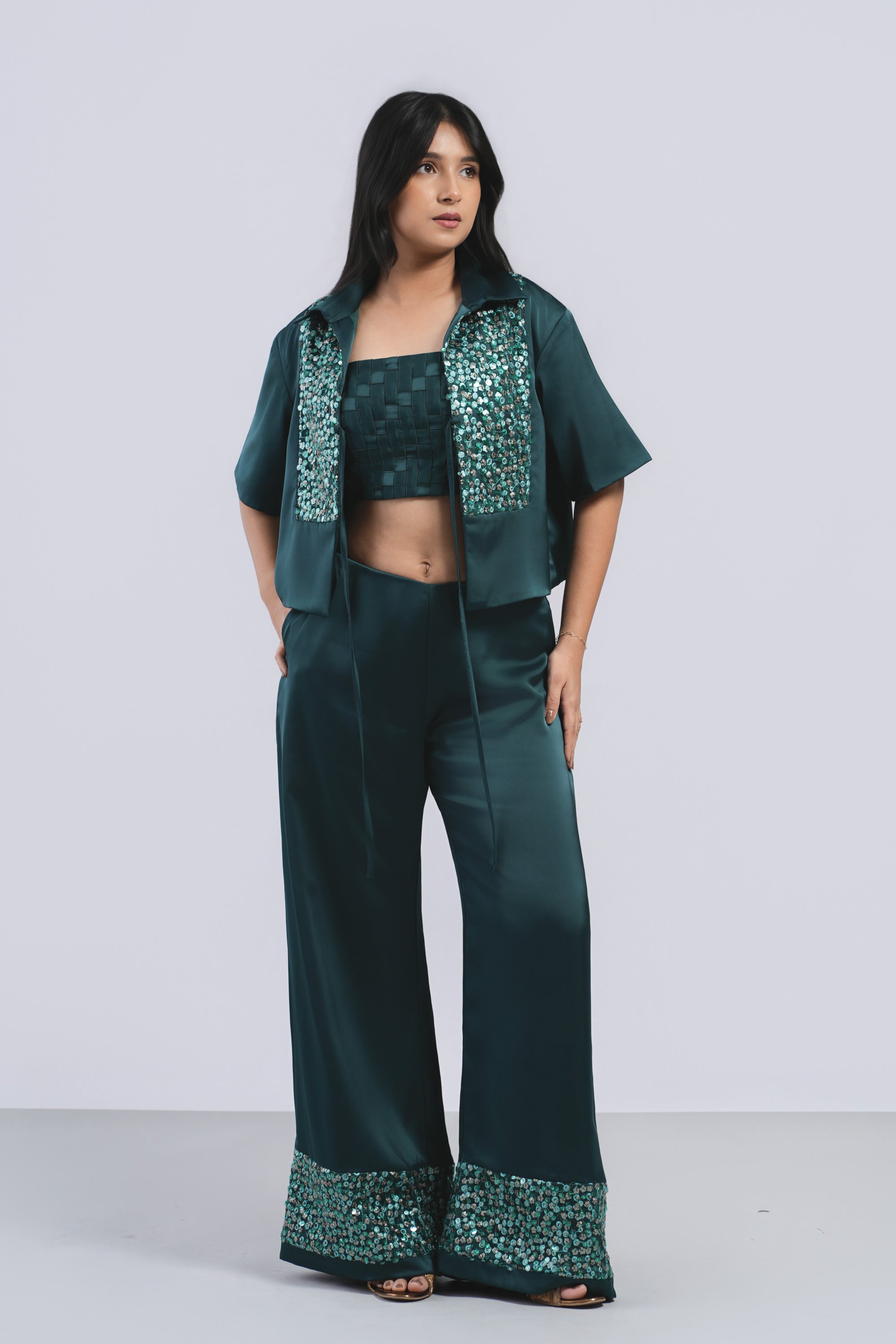 The Loom Top in Emerald Green